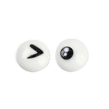White and Black Flat Round Cartoon Resin Cabochons CRES-Q009-01J-1
