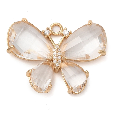 Rack Plating Brass Clear Cubic Zirconia Pendants KK-N255-11G-03-RS-1