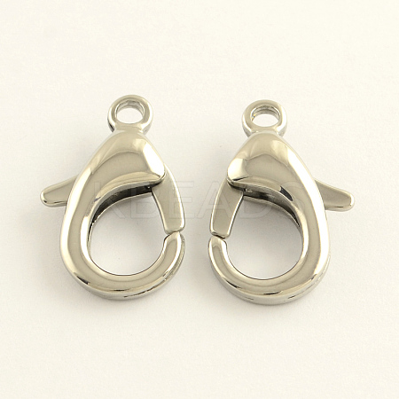 Tarnish Resistant 304 Stainless Steel Lobster Claw Clasps STAS-R065-15-1