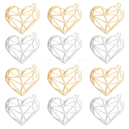 12Pcs 2 Colors 201 Stainless Steel Pendants STAS-DC0010-59-1