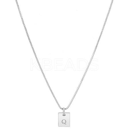 1Pc Stainless Steel Letter Rectangle Pendant Necklaces NJEW-LP0001-34Q-P-1