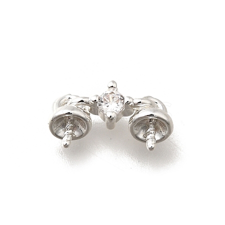 Brass Micro Pave Cubic Zirconia Cup Pearl Peg Bails Pin Pendants KK-K378-67S-1