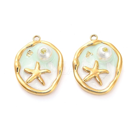 304 Stainless Steel Enamel Pendants STAS-B084-03G-01-1