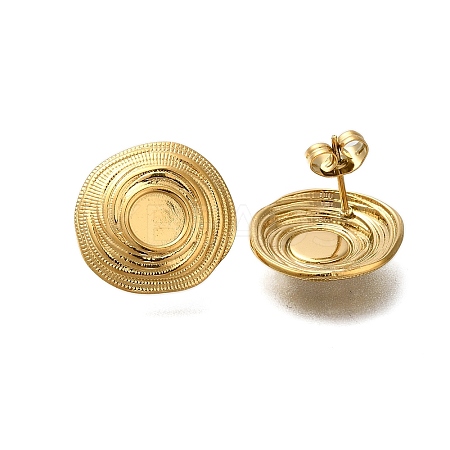 Ion Plating(IP) 304 Stainless Steel Flat Round Stud Earrings for Women EJEW-M028-02G-1