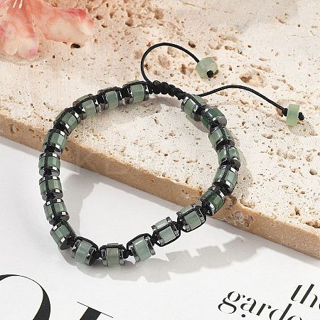 Adjustable Natural Labradorite and Non-magnetic Synthetic Hematite Braided Bead Bracelets BJEW-Z090-01I-1