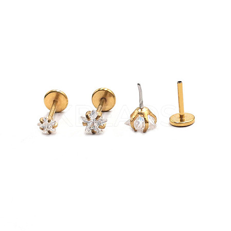 Stainless Steel Clear Cubic Zirconia Threadless Labret Stud WG18B1C-16-1