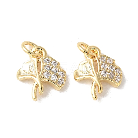 Brass Micro Pave Clear Cubic Zirconia Pendants KK-Q031-06G-1