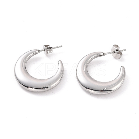 Non-Tarnish 304 Stainless Steel Crescent Moon Stud Earrings for Women LS-EJEW-F280-05D-P-1