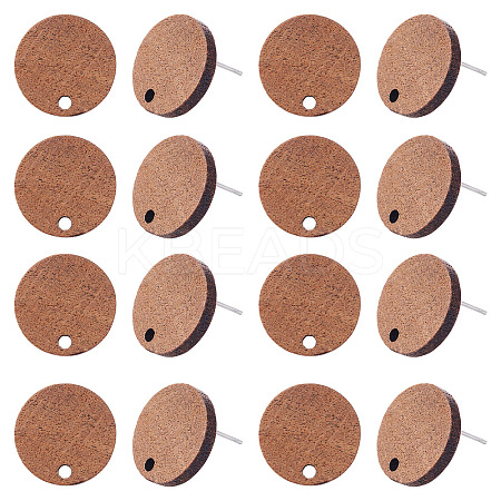 20 Pairs Walnut Wood Stud Earring Findings MAK-TAG0001-01-1