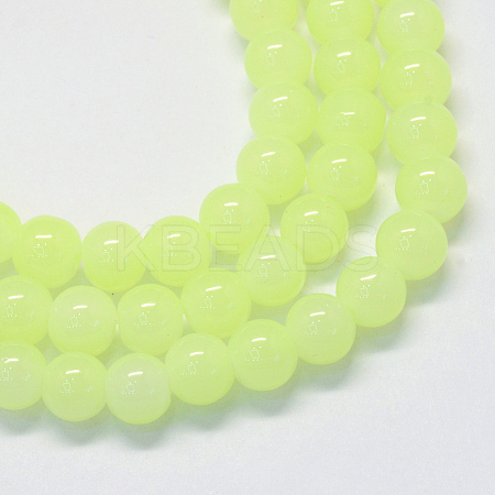 Baking Paint Imitation Jade Glass Round Bead Strands DGLA-Q021-8mm-21-1
