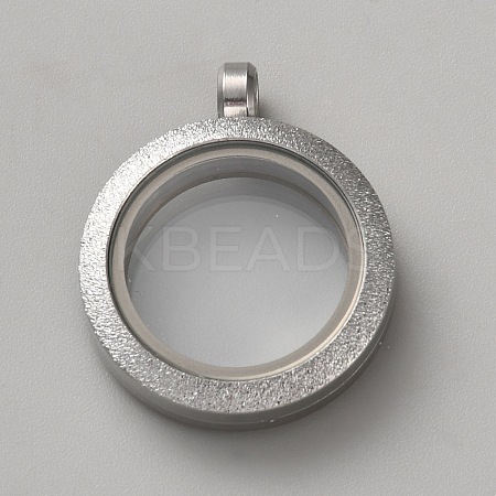Stainless Steel Glass Photo Living Memory Floating Locket Pendants STAS-WH0033-59B-1