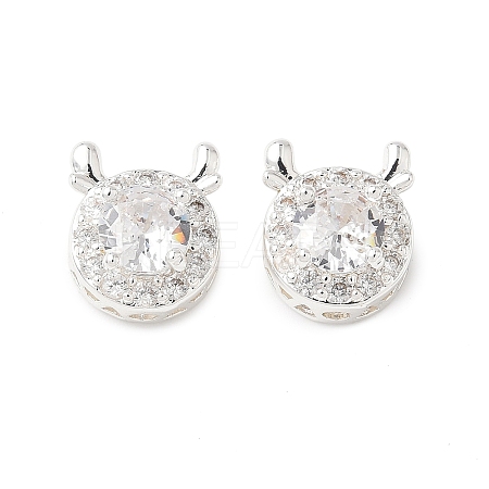Brass Micro Pave Cubic Zirconia Beads KK-G531-01S-03-1