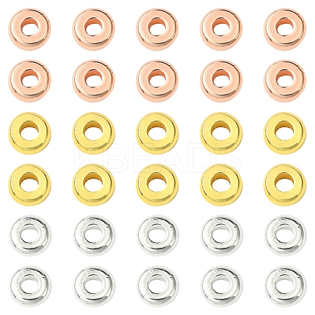3 Colors Brass Flat Round Spacer Beads KK-FS0001-36-1
