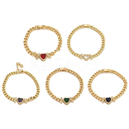 Brass Micro Pave Cubic Zirconia Bracelets BJEW-K261-03G-1