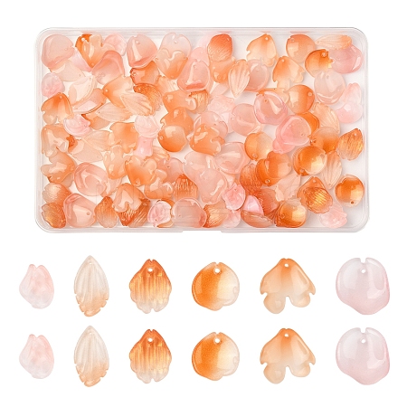 120Pcs 6 Styles Spray Painted Glass Pendants GLAA-FS0002-20-1