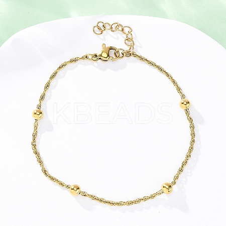 304 Stainless Steel Rope Chain Bracelets for Women BJEW-C094-04G-1