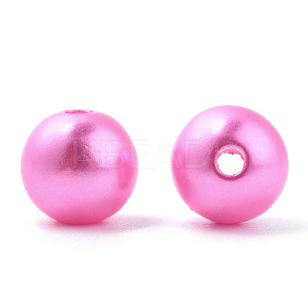 Spray Painted ABS Plastic Imitation Pearl Beads OACR-T015-05B-15-1