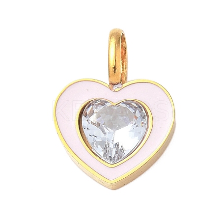 304 Stainless Steel Micro Pave Cubic Zirconia Pendants STAS-D364-03G-1