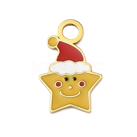 Christmas 304 Stainless Steel Enamel Charms STAS-I356-02G-03-1