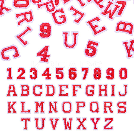 36Pcs 2 Sets 2 Styles Letter A~Z & Number 0~9 Polyester Embroidery Sew On Patches Sets PATC-TA0001-55A-1