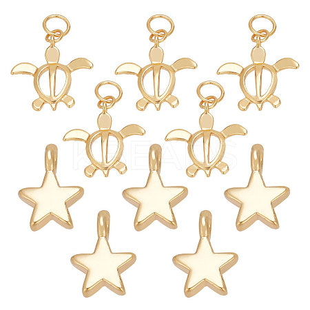 30Pcs 2 Sytles Rack Plating Brass Pendants KK-AR0003-10-1