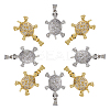 8Pcs 2 Colors Brass Micro Pave Clear Cubic Zirconia Pendants KK-DC0003-85-1
