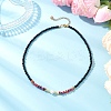 Shell Pearl & Faceted Round Black Glass Beaded Necklaces NJEW-JN05455-1