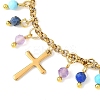 Natural Mixed Gemstone & 304 Stainless Steel Beads Charm Bracelets BJEW-JB12870-3