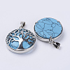 Dyed Synthetic Turquoise Pendants G-P350-D02-2