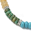 Natural & Synthetic Mixed Gemstone Flat Round Braided Bead Bracelets BJEW-JB09711-3