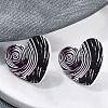 Heart Acrylic Printed Stud Earrings for Women EJEW-G418-01D-2