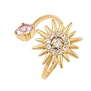 304 Stainless Steel with Glass Rhinestone Open Cuff Rings RJEW-Z132-05G-2