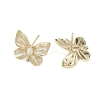 Butterfly Brass Micro Pave Clear Cubic Zirconia Stud Earring Findings KK-F921-02G-2