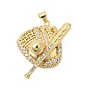 Sports Theme Brass Micro Pave Clear Cubic Zirconia Pendants KK-Z150-21G-02-1