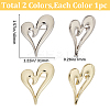 2Pcs 2 Colors Alloy Heart Brooch Pin JEWB-CP0001-61-2