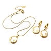 304 Stainless Steel Enamel & Rhinestone Pendant Necklaces & Hoop Earring Set for Women SJEW-C007-02G-02-4
