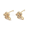 Flower Rack Plating Brass Micro Pave Cubic Zirconia Stud Earring Findings KK-D083-16G-1