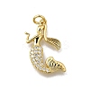 Brass Micro Pave Clear Cubic Zirconia Pendants KK-F899-06G-1