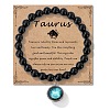 Birthstone Natural Black Obsidian Round Bead Stretch Bracelets LS-QA9771-4-1