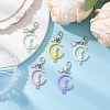 Spray Painted Alloy Moon with Cat Pendant Decoration HJEW-JM03198-1