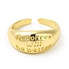 Word Tomorrow Will Be Better Brass Open Cuff Ring for Women RJEW-H120-04G-2