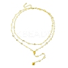 Brass & Round Glass Double Layer Necklaces NJEW-JN04989-4
