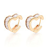 Brass Micro Pave Clear Cubic Zirconia Heart Hoop Earrings EJEW-T048-27G-1