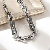 304 Stainless Steel Rectangle Link Chains Bracelets for Men & Women BJEW-D042-46P-2