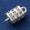 Brass Micro Pave Clear Cubic Zirconia Hollow Column Connector Charms KK-A230-05D-S-2