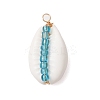 6Pcs 6 Styles Natural Cowrie Shell & Glass Seed Beads Pendants PALLOY-JF02759-01-3