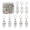 16Pcs 8 Style Natural & Synthetic Gemstone Keychain KEYC-KS0001-04-1