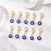 10Pcs Flat Round Handmade Evil Eye Lampwork Pendant Decorations HJEW-JM03489-05-1