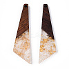 Transparent Resin & Walnut Wood Pendants RESI-N039-70A-3