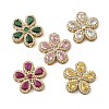 Brass Pave Cubic Zirconia 5-Petal Flower Multi-Strand Links KK-I276-30G-1